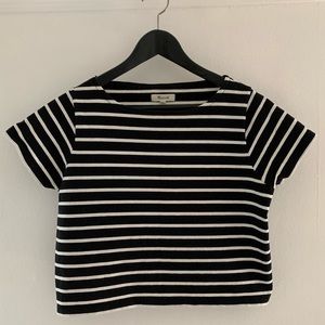 Madewell Setlist boxy striped cropped top size XS